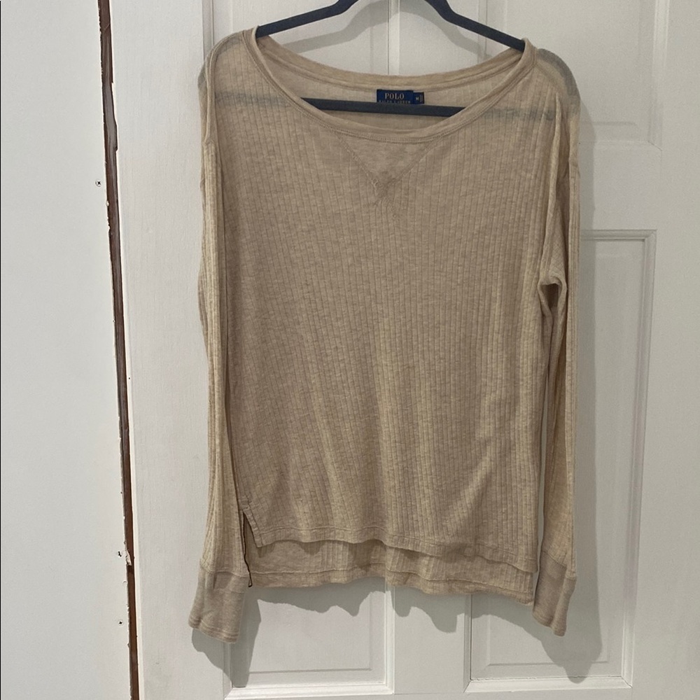 Polo Ralph Lauren Ribbed Lightweight Cream Knit Top, M